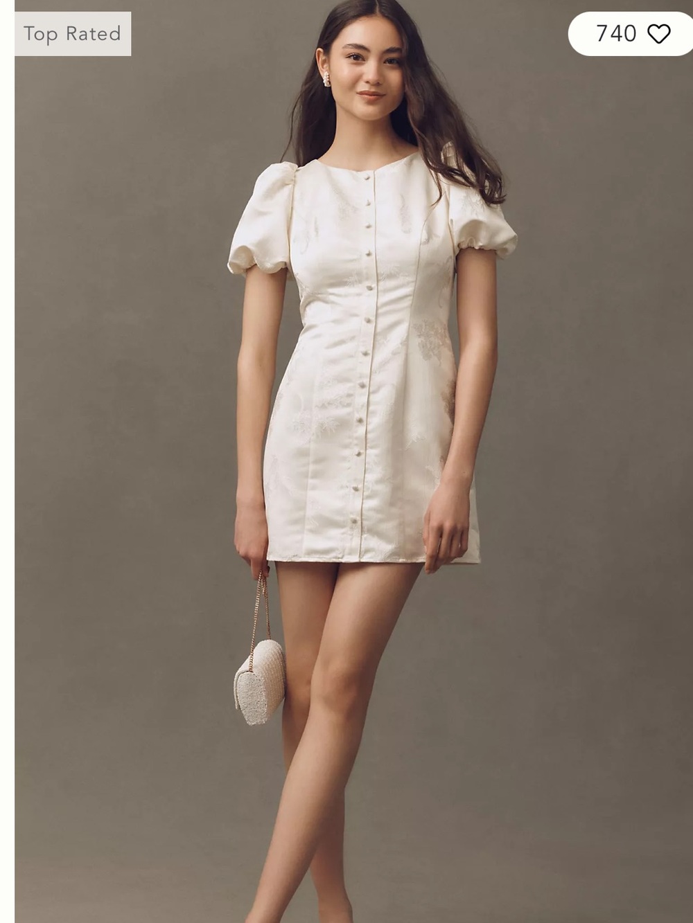 NWT! Anthropologie Cream Puff-Sleeve Button-Front Mini Dress Elegant dress